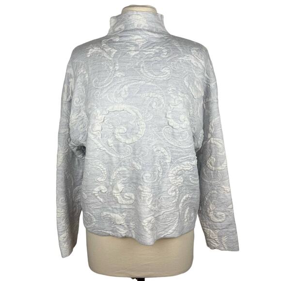 TOPSHOP | Light Blue & White Embossed Floral Mock Neck Sweater | Women's 8-10 - Picture 1 of 9